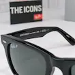 ⭐ ریبن ویفرر 2140 سایز 52 عدسی شیشه پلاریزه آنتی رفلکس RAYBAN WAYFARER رنگ مشکی  (فول پک)
