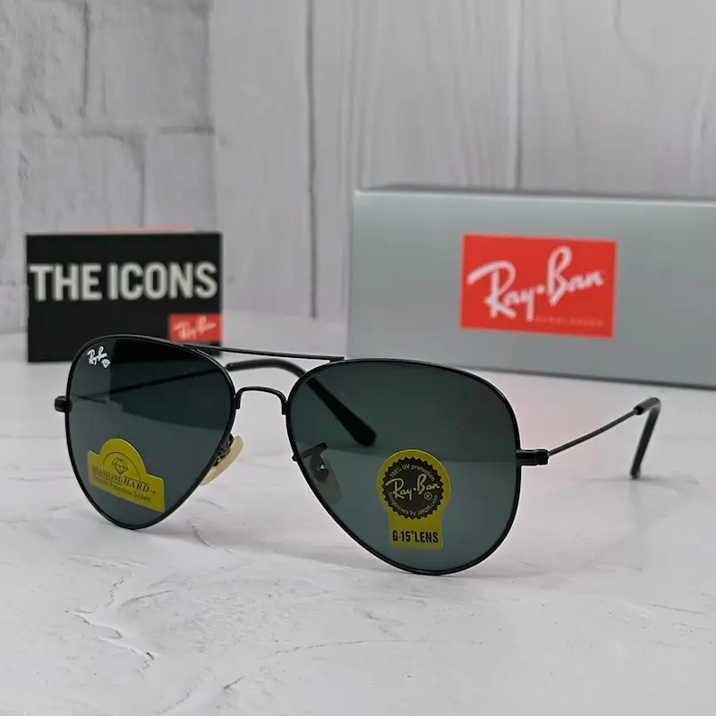 عینک آفتابی ریبن خلبانی شیشه آنتی رفلکس 3025 RAYBAN فول پک