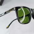 عینک آفتابی پرسول شیشه آنتی رفلکس (فول پک) مشکی شیشه سبز 3111 PERSOL 