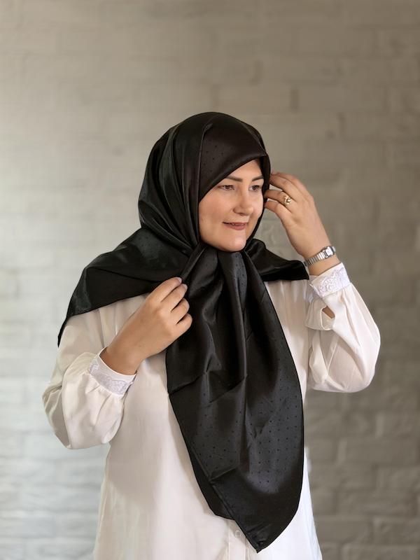 روسری ساتن ابریشم خال دار