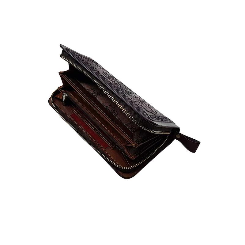 کیف پول دور زیپ طرح گل کد205097