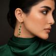گوشواره دست‌ساز سنگ طبیعی مدل موج سبز| زیورآلات خاص زنانه