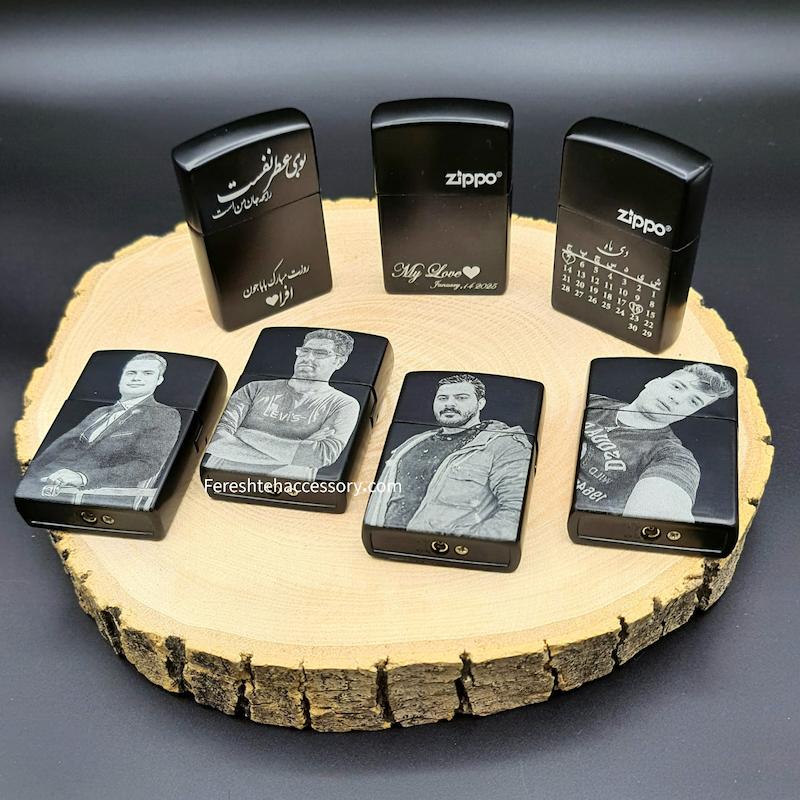 فندک گازی با حکاکی چهره، چشم و متن دلخواه – هدیه خاص مردانه