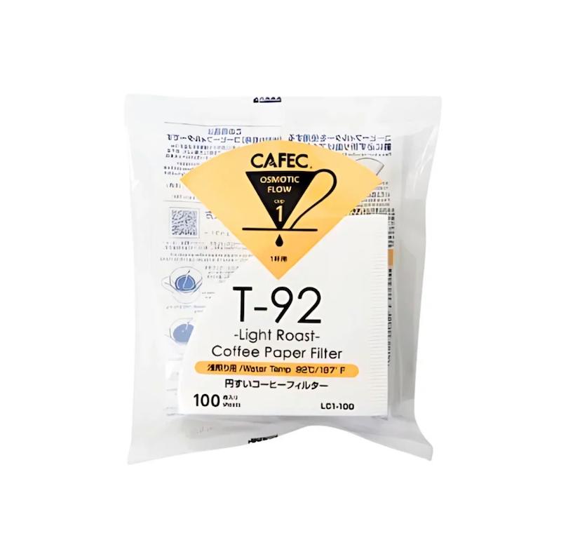 فیلتر کاغذی قهوه CAFEC T-92 مخصوص رُست روشن – سایز Cup 1، بسته ۱۰۰ عددی