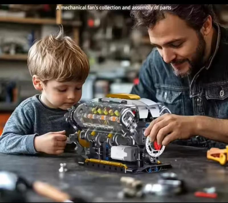 لگو (lego) موتور ۸ سیلندر(V8) با قابلیت حرکت 