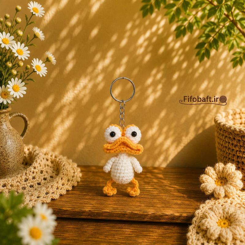 عروسک دست‌بافت سایز متوسط جوجه دهن گشاد 