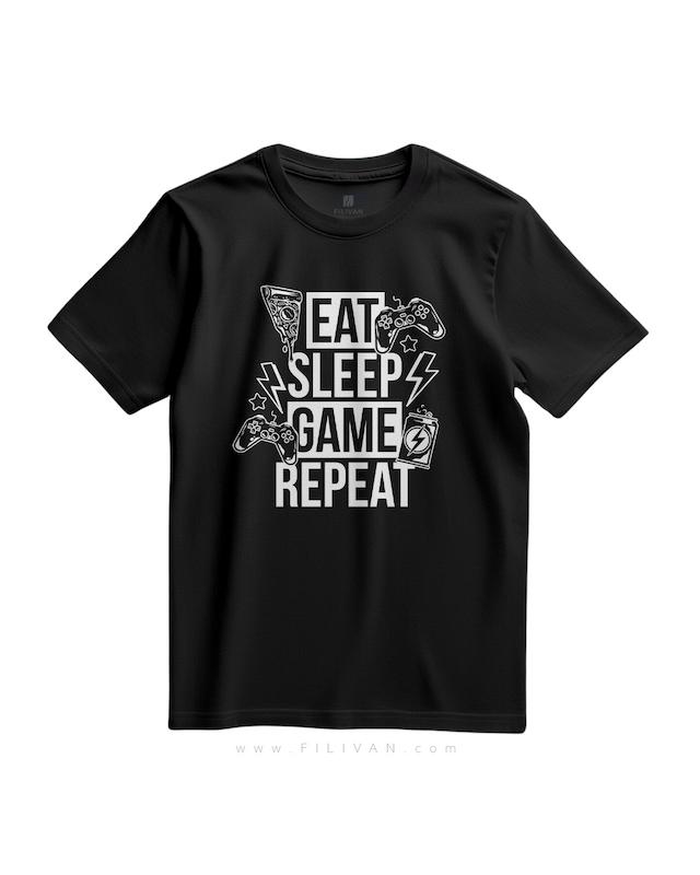 تیشرت طرح EAT SLEEP GAME REPEAT
