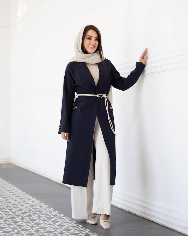 کت بلند کرپ گاباردین زنانه - مدل هورس