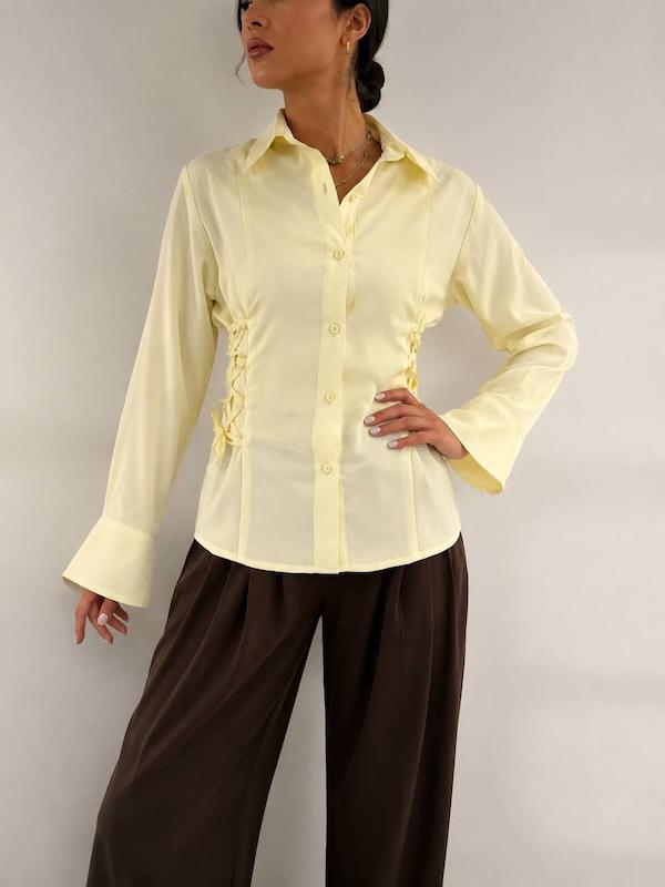 شومیز بغل بندی کرپ تابستانه زنانه - کد 2466
