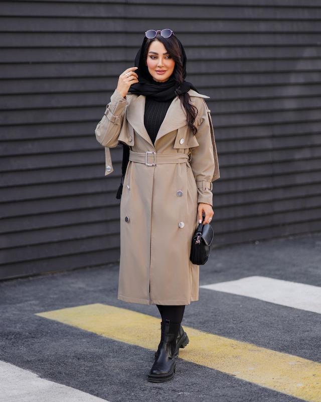 بارانی بلند کتان زارا آستردار دو ژیله زنانه-کد ۰۰۴