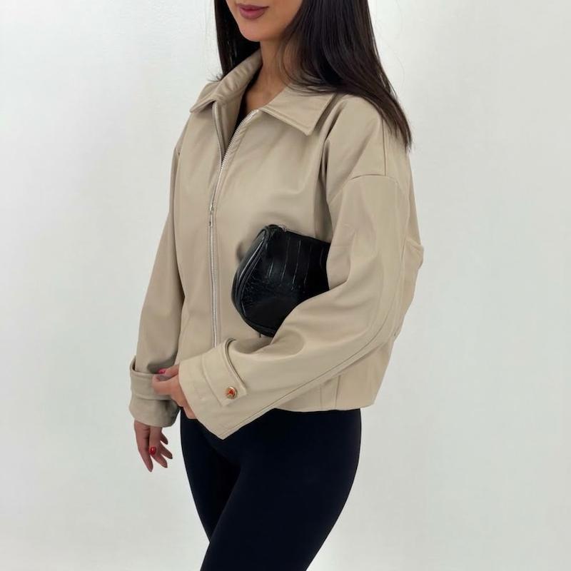 بامبر چرم آستردار زنانه Ami 