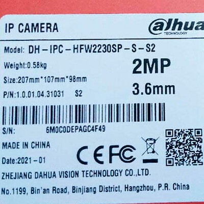 دوربین مداربسته بولت داهوا مدل DH-IPC-HFW2230SP-S-S2