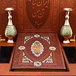 ست شاهنامه جعبه لپ تاپی چرم کاغذ گلاسه با ۲ گلدان مس و خاتم کاری ۲۰ سانت (كد۲۸۱)