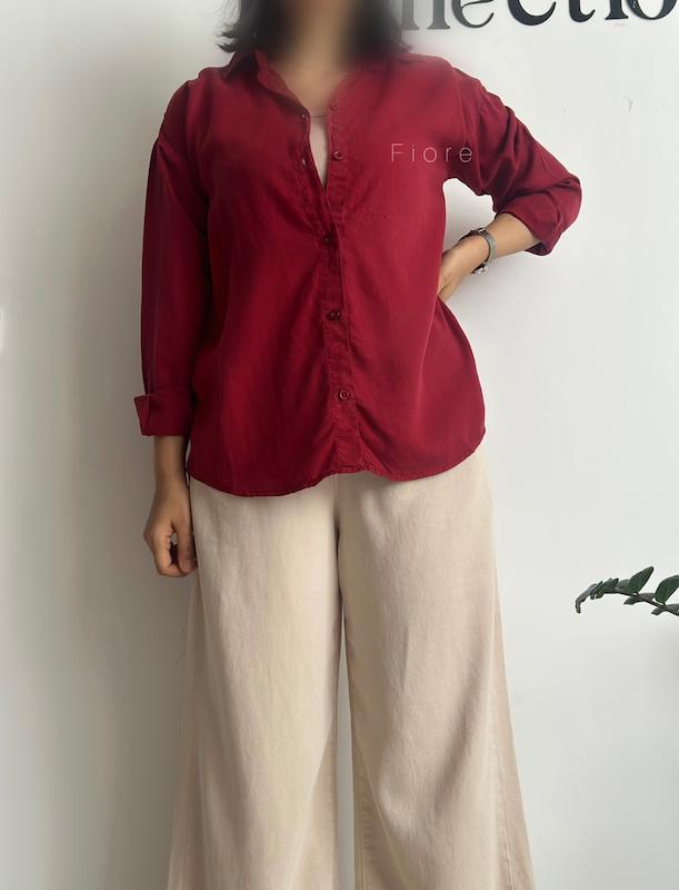 شومیز سیلک زرشکی