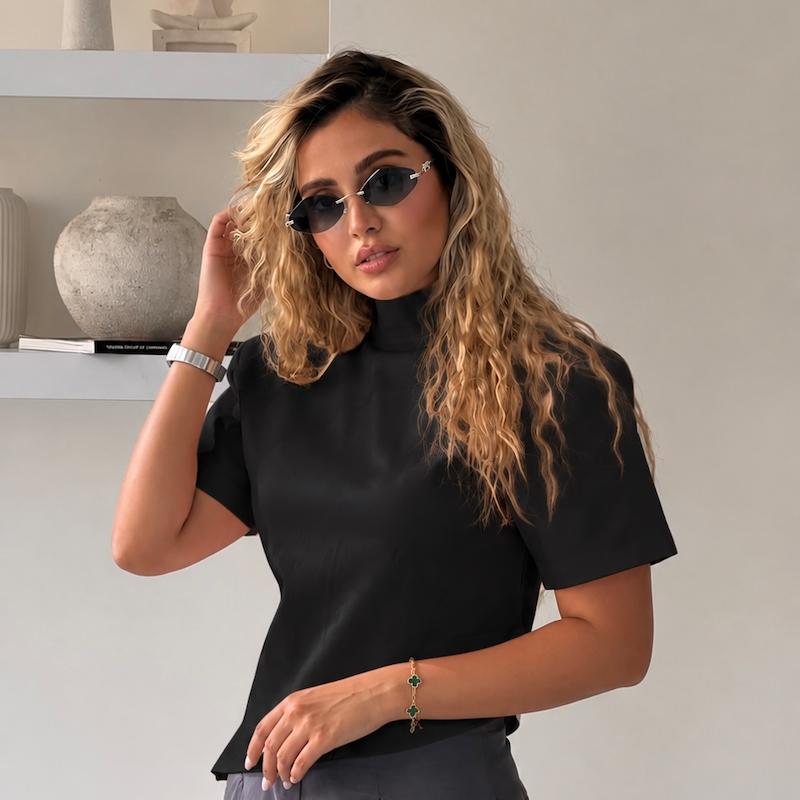بلوز الگانس كرپ مشكى ELEGANCE