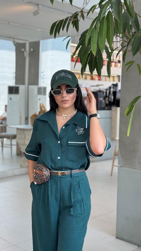 ست بلوز و شلوار جی کوب سبز JAY COB