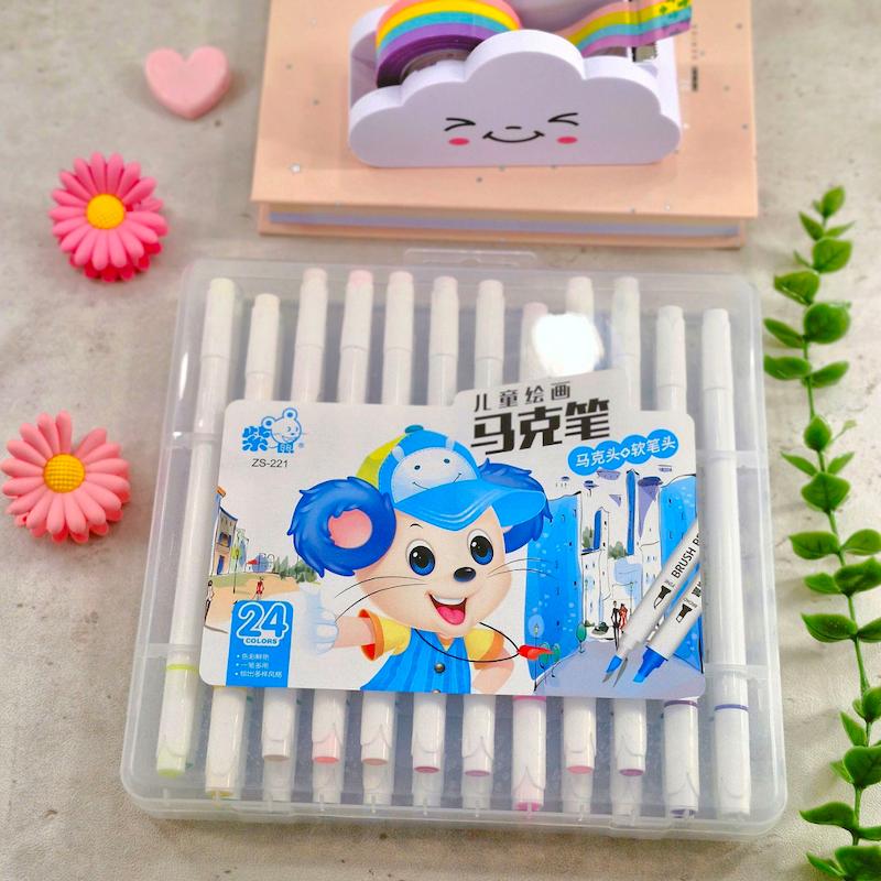 ماژیک رنگ آمیزی ۲۴ رنگ دو سر