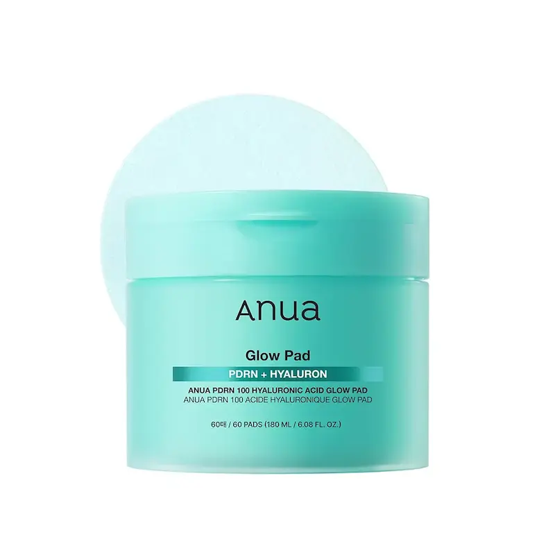 پد تونر PDRN و هیالورون آبرسان ضد چروک و درخشان کننده آنوا Anua PDRN 100 Hyaluronic Acid Glow Pad