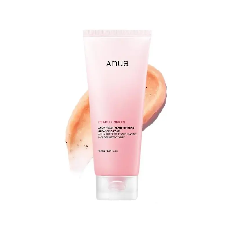 فوم شستشو روشن کننده و لایه بردار ملایم هلو آنوا Anua Peach Niacin Spread Cleansing Foam