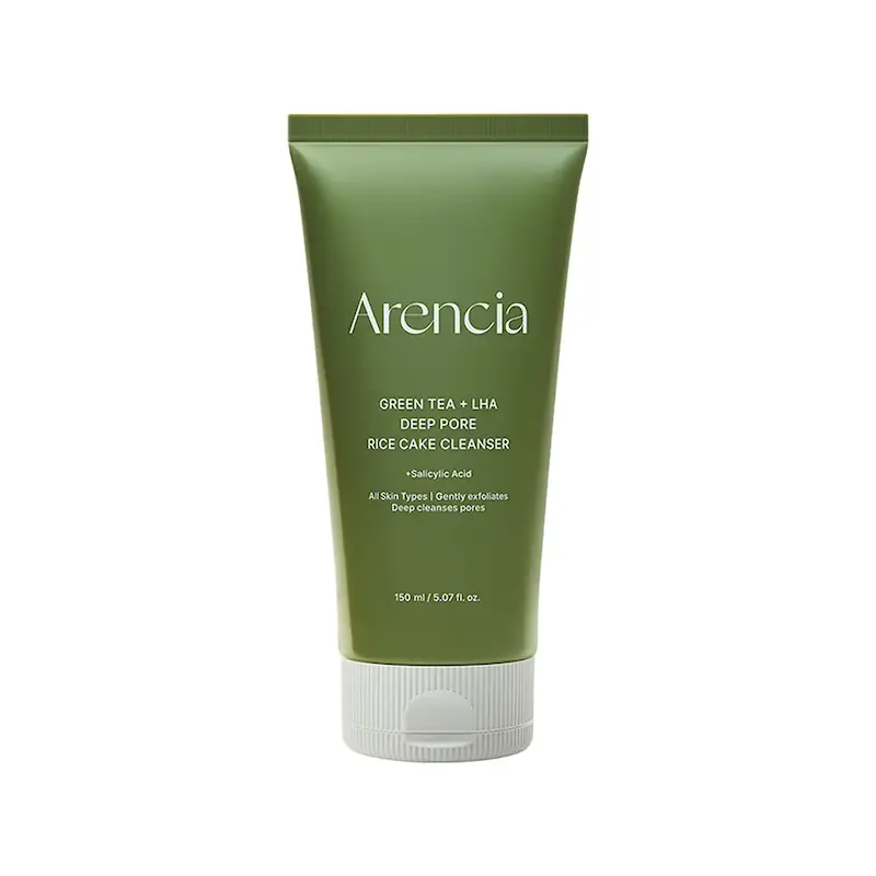 شوینده عمیق منافذ چای سبز و LHA آرنسیا لایه بردار ملایم و پاک کننده منافذ Arencia Green Tea + LHA Deep Pore Rice Cake Cleanser