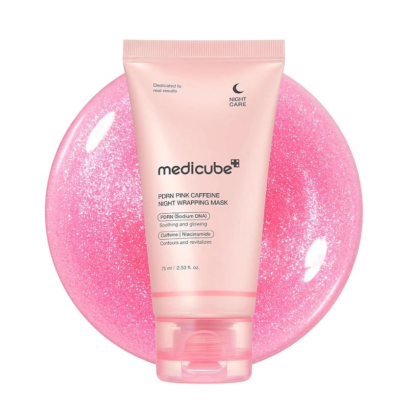 ماسک شب کافئین و PDRN مدی کیوب ترمیم کننده و جوانساز پوست medicube PDRN pink Caffeine Night Wrapping Mask