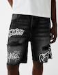 شلوارک  Bershka Printed denim Bermuda 