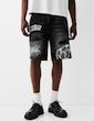 شلوارک  Bershka Printed denim Bermuda 