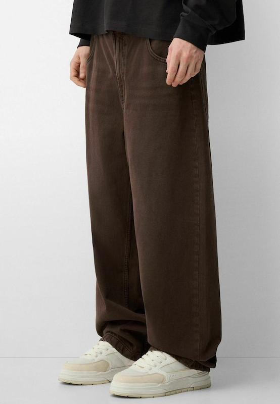 شلوار جین نیم بگ قهوه ای برشکا 