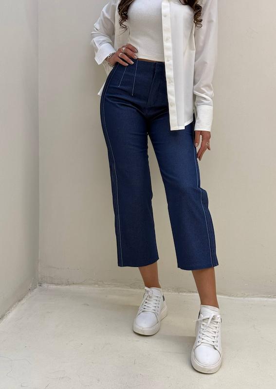 شلوار سرمه ای بغل پیلی