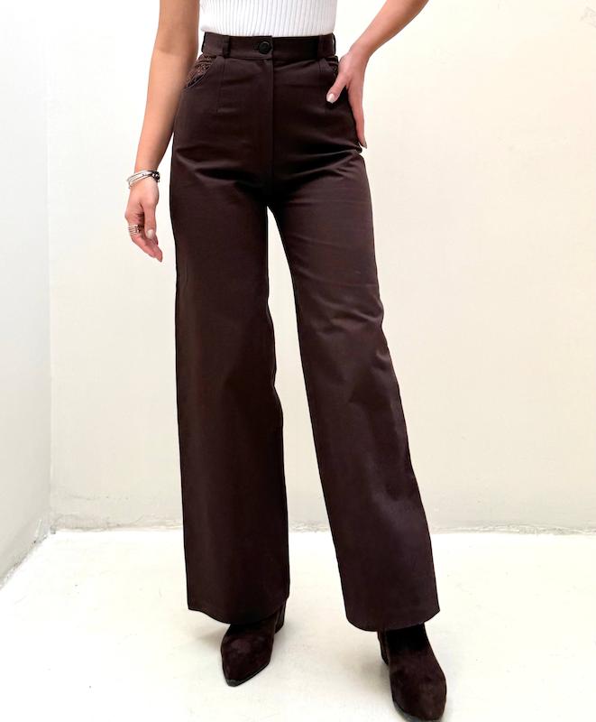 شلوار قهوه ای جیب فلای