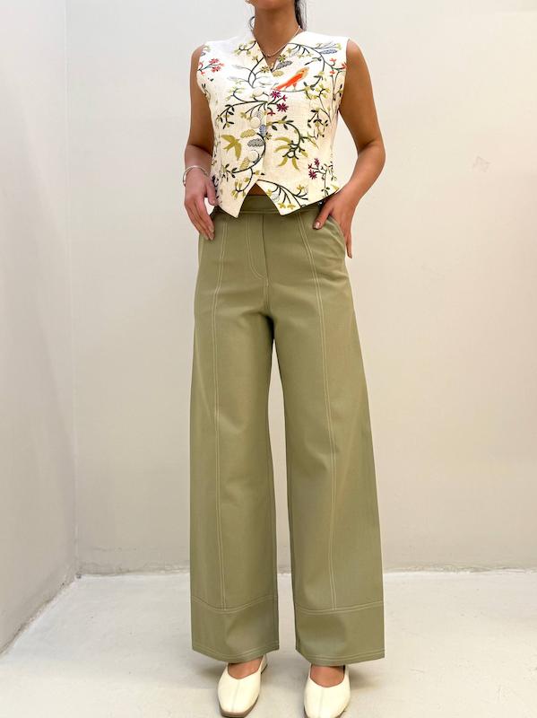 شلوار سبز لینن