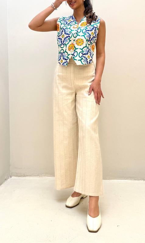 شلوار لینن نیش دوخت