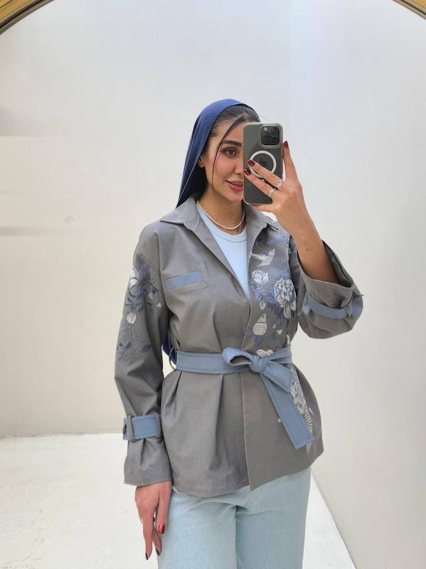 بارانی گل رز طوسی