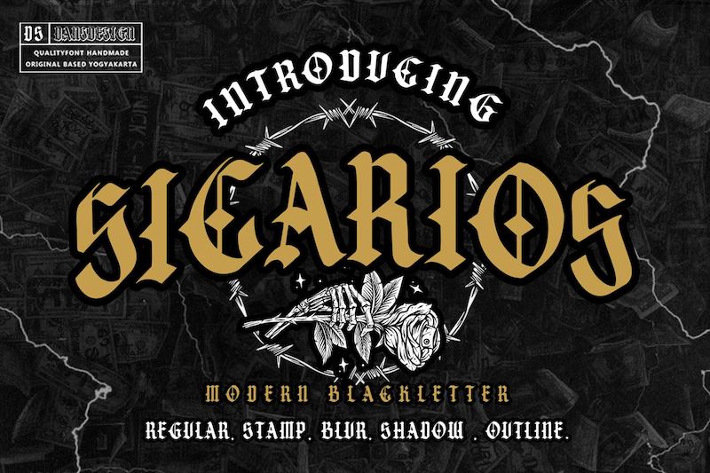 فونت انگلیسی بلک‌لتر مدرن یونیک سیکاریوس