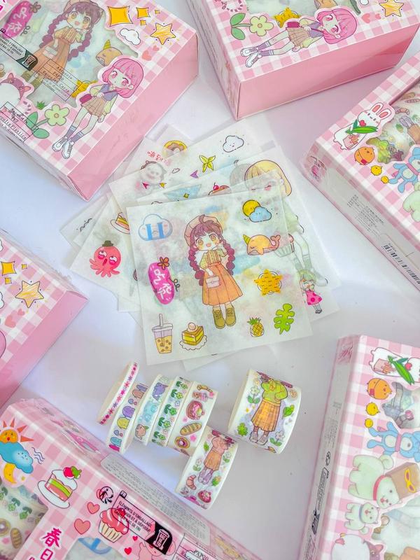 ‌پک استیکر و چسب‌واشی طرح دختر