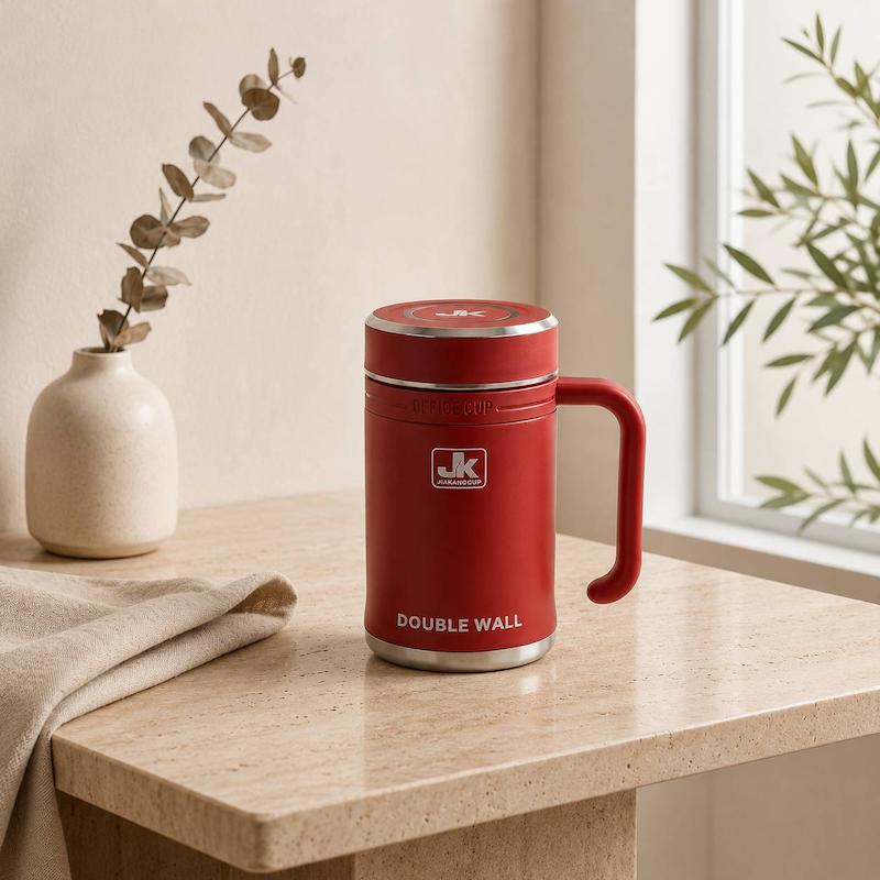 لیوان اداری دوجداره عایق‌دار JK Jiakangcup 600 میلی‌لیتری استیل ضد زنگ | ماگ سفری