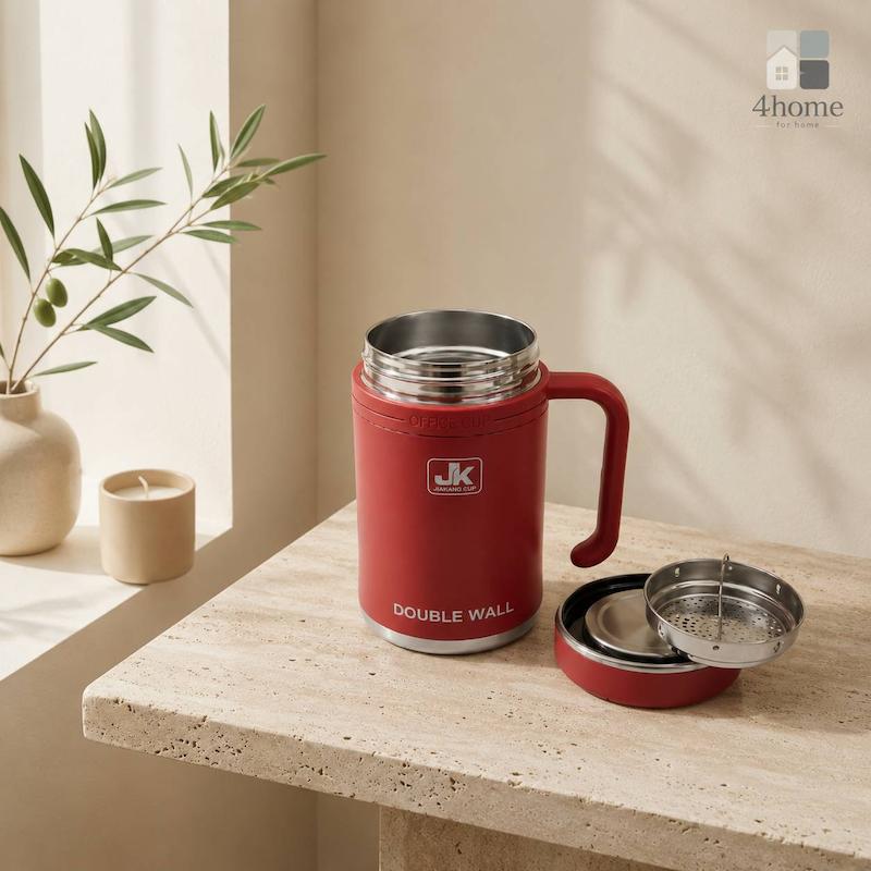 لیوان اداری دوجداره عایق‌دار JK Jiakangcup 600 میلی‌لیتری استیل ضد زنگ | ماگ سفری