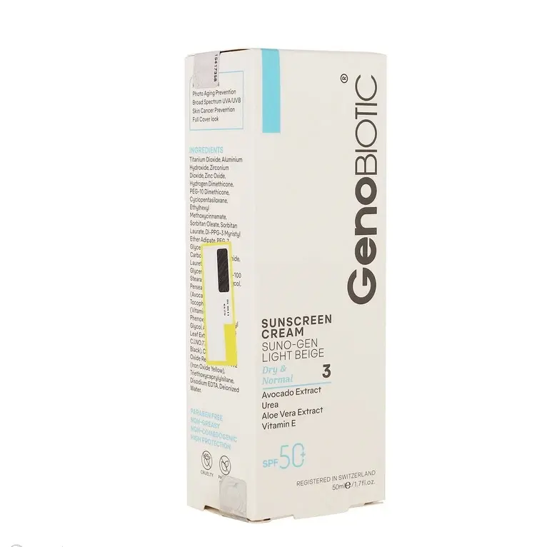 کرم ضد آفتاب پوست خشک و معمولی ژنوبایوتیک SPF 50 مدل SUNOGEN حجم 50 میلی‌لیتر