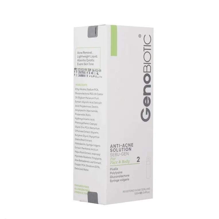 محلول ضد آکنه صورت و بدن سبوژن 2 ژنوبایوتیک 100 میلی لیتر