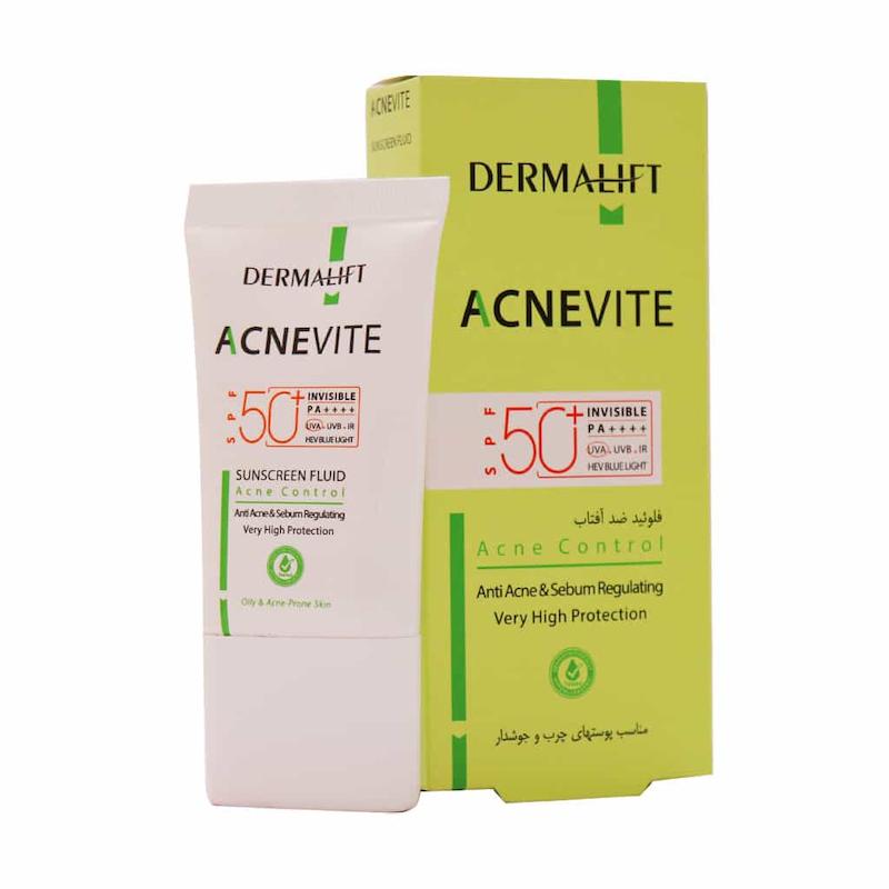فلوئید ضد آفتاب آکنویت SPF50 درمالیفت مناسب پوست های چرب و جوشدار