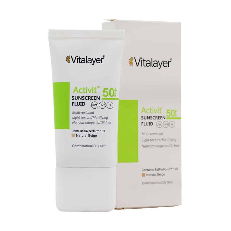 فلوئید ضد آفتاب SPF50 پوست چرب اکتی ویت ویتالیر