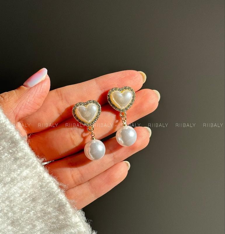 گوشواره قلبی دور نگین