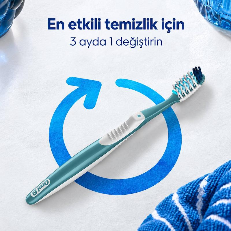 نمای کامل بسته‌بندی مسواک Oral-B Pro-Expert Clinical با عنوان Derinlemesine Temizlik و برس با سختی متوسط