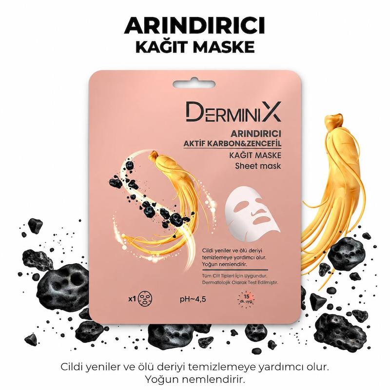 ماسک ورقه ای Derminix کربن فعال و زنجبیل