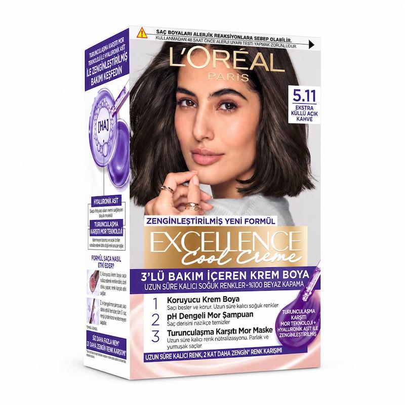 رنگ مو لورآل Excellence Cool Creme 5.11 اکسترا کوله آچیک کاهوه