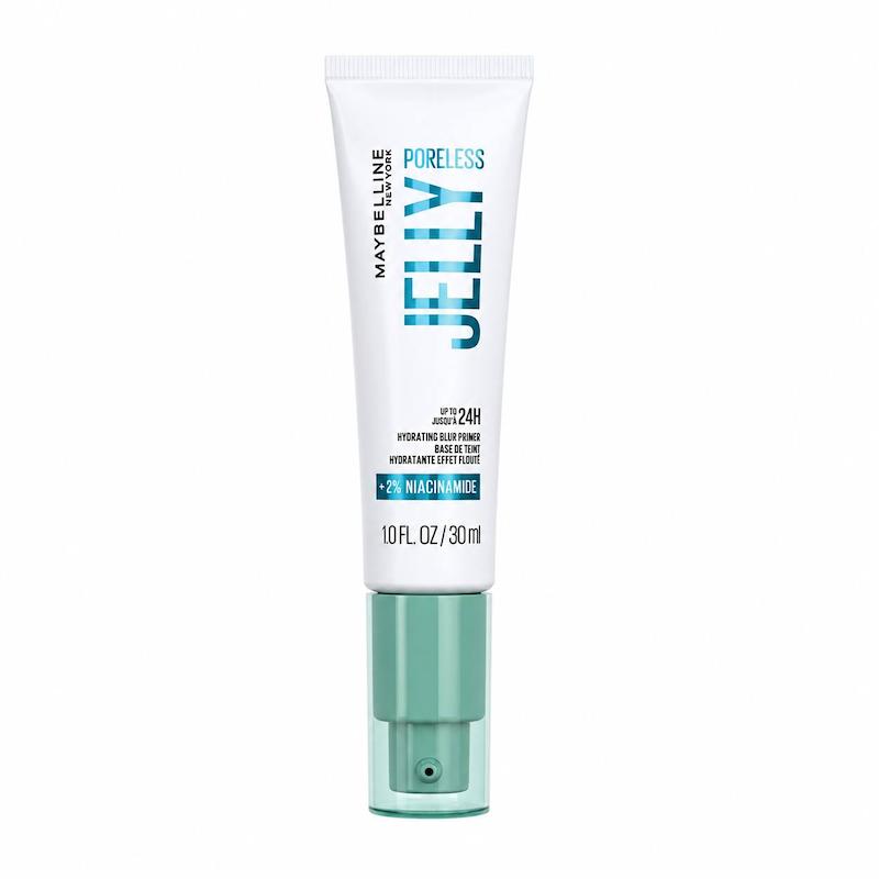 نمای پرایمر میبلین Poreless Jelly با درپوش جداشده و پمپ داخلی سبزآبی