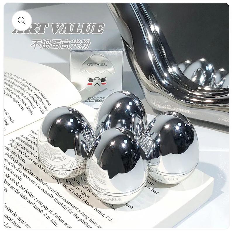 هایلایتر تخم مرغی پوکه نقره ای 🪩🥚