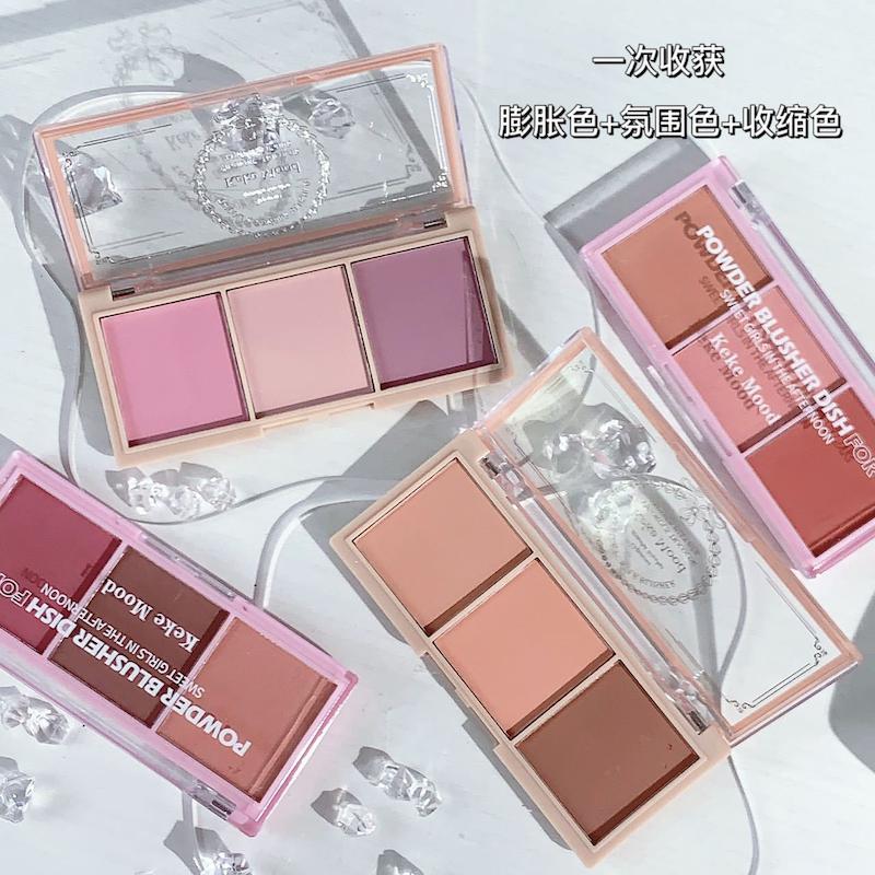 پالت رژگونه سه رنگ پودری Keke mood 🍓🤍