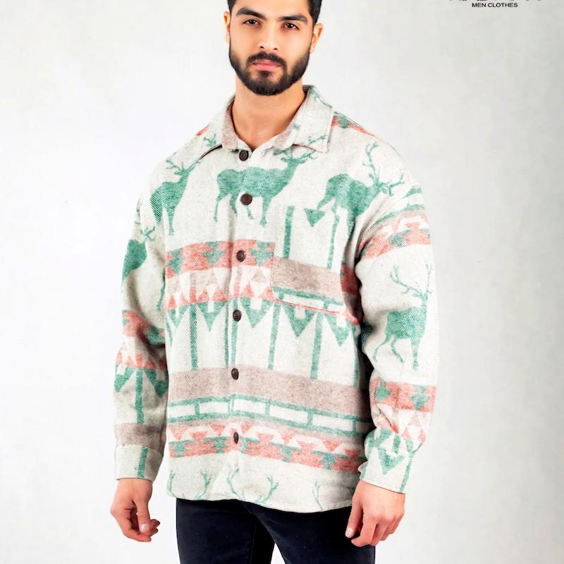 پیراهن پشمی وینتیج سرخپوستی وارداتی تُرک کچ catch