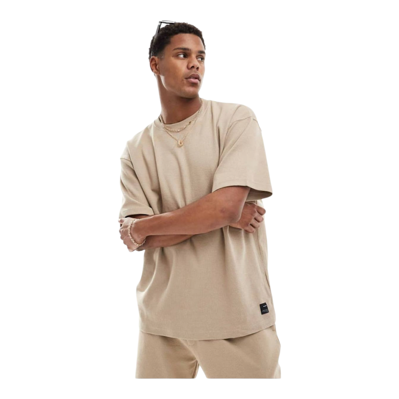 تیشرت باکسی بیسیک کرمی PULL & BEAR 🇪🇸 کد ۵۵